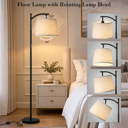 Arc Floor Lamp Standing Lamps with Remote (Black-Remote Control)