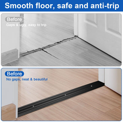 Sturdy Aluminum Door Threshold for Doorways (36''L x 6''W (2pcs) / Black)