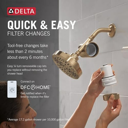 8 Setting Shower Head Brushed Nickel with Clarifi Standard Shower Filter Attachment with Filter