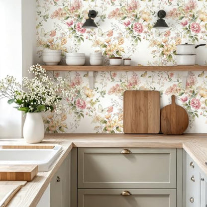 Floral Peel and Stick Wallpaper Peony Contact Paper Vintage Floral Wallpaper