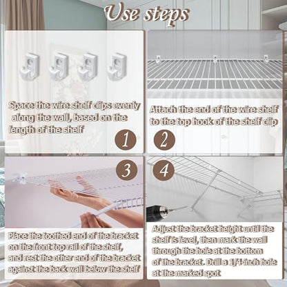 6PCS 12 inch Wire Shelf Brackets