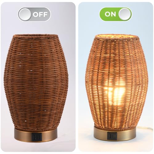 Boho Style Rattan Table Lamp