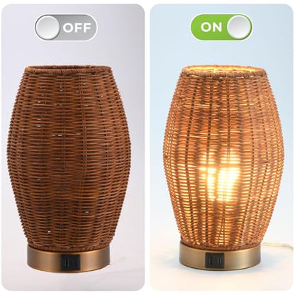 Boho Style Rattan Table Lamp
