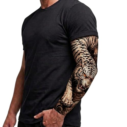 2 Pcs Tiger Dragon Crane Tattoo Arm Sleeves