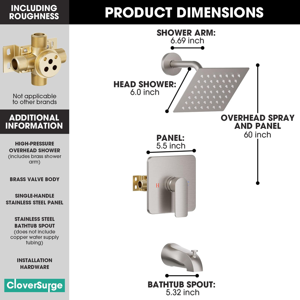 Shower Faucet Set Brushed Nickel (Brushed Nickel)