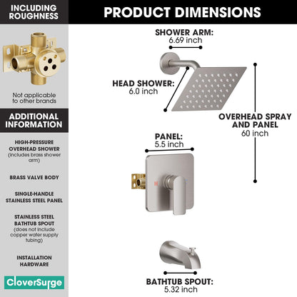 Shower Faucet Set Brushed Nickel (Brushed Nickel)