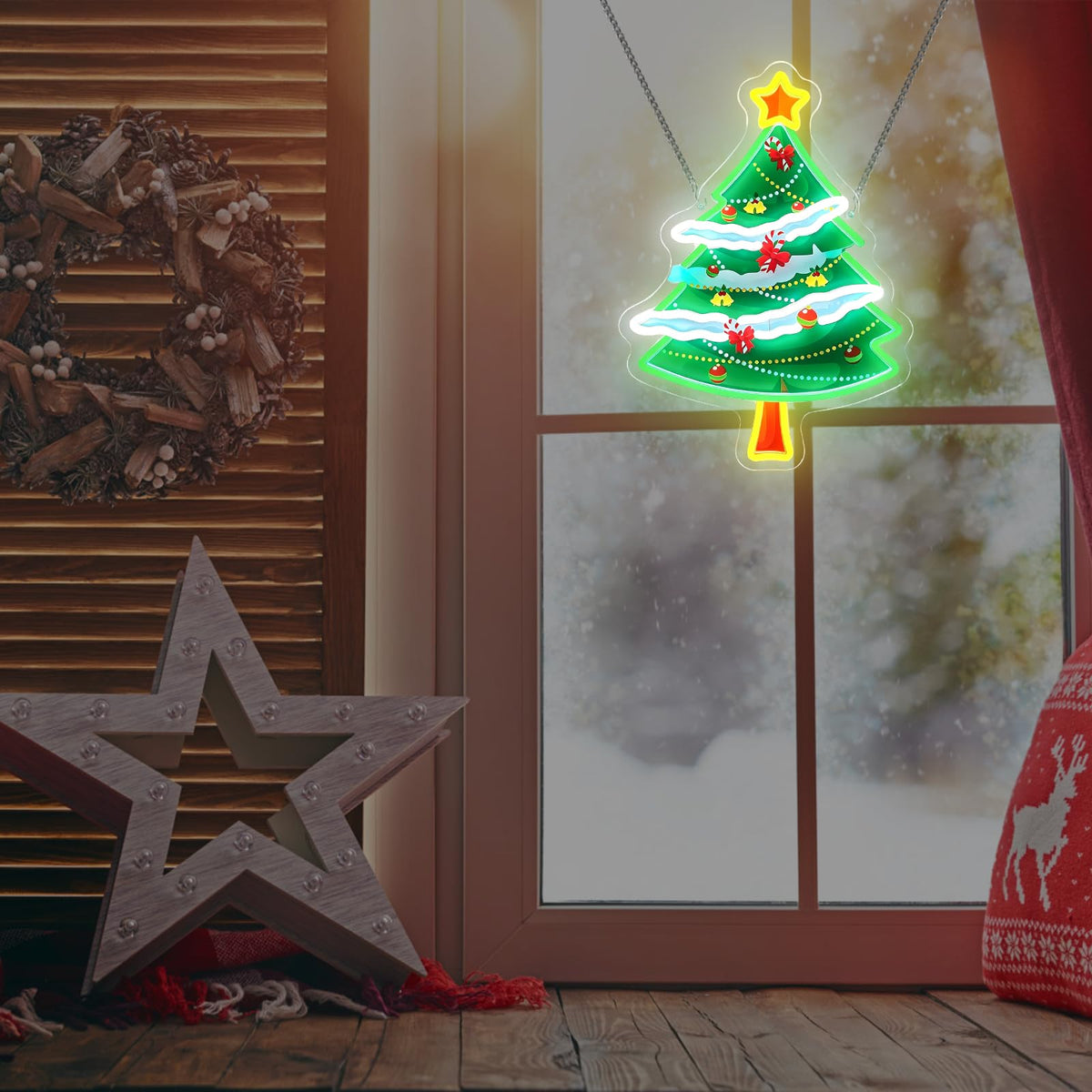 Christmas Tree Neon Sign Dimmable Christmas Led Light Sign for Wall Decor (Colorful-Christmas Tree)