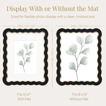 8x10 Scalloped Wavy Metal Picture Frame (Ink Matte Black / 8x10)