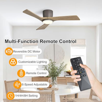 Flush Mount Ceiling Fan with Light 36"