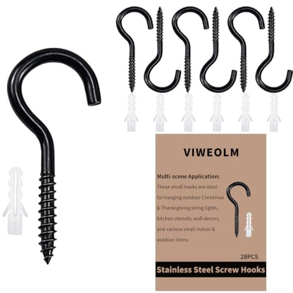 Black Open Screw Hooks for Wood