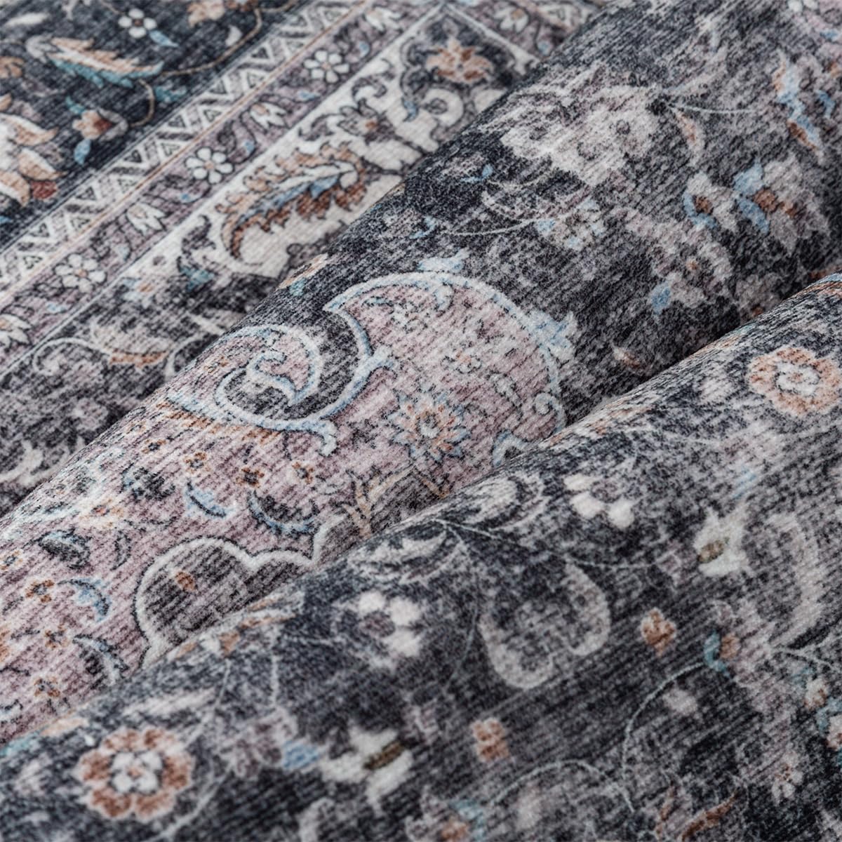 9x12 Washable Area Rug Black Grey Vintage Rug for Living Room (Black/Grey / 9' x 12' (Rectangular))