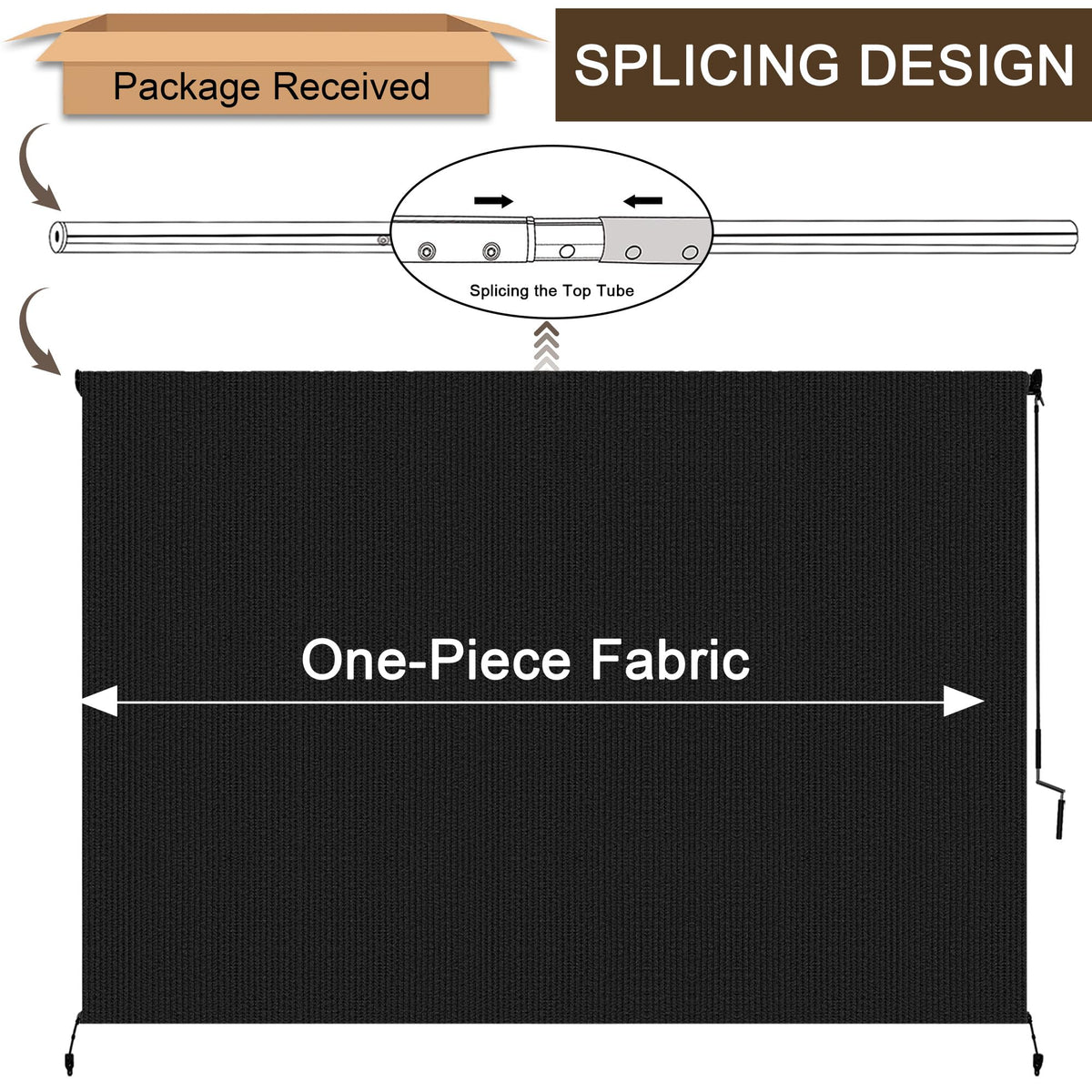 Outdoor Roller Shades for Patio (Black / 60"W x 96"H)