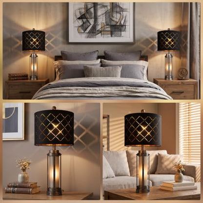 27'' Modern Table Lamp Set of 2 with Nightlight
