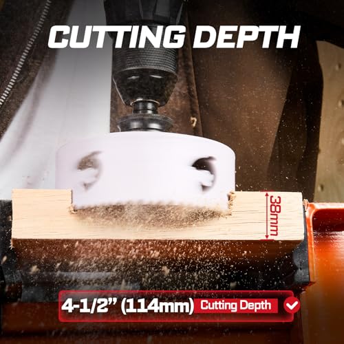 4-1/2 Inch(114mm) Hole Saw, 1PC HSS Bi-Metal Hole Saw Kit with Shark Tooth Hole Cutter for Wood,Drywall, PVC Boards and Thin Metal (1 PCS 4-1/2")