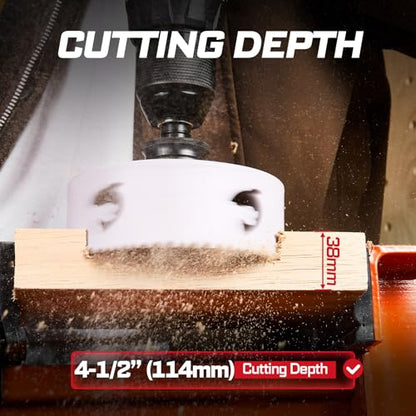 4-1/2 Inch(114mm) Hole Saw, 1PC HSS Bi-Metal Hole Saw Kit with Shark Tooth Hole Cutter for Wood,Drywall, PVC Boards and Thin Metal (1 PCS 4-1/2")
