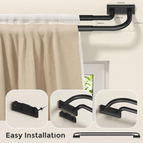 Double Curtain Rod 34 (Black / 34"-76")