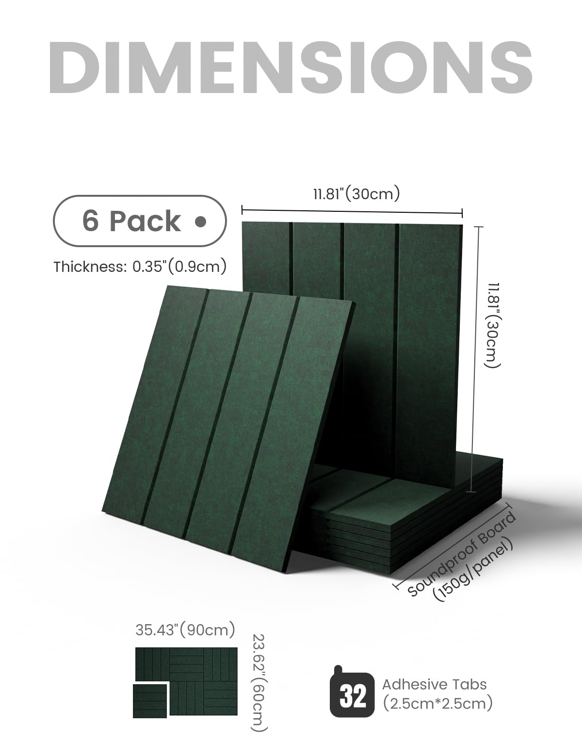 Felt Bulletin Board & Cork Board Alternative 36'' x 24'' (Christmas Green-1 / Bold-stripe 6-pack)