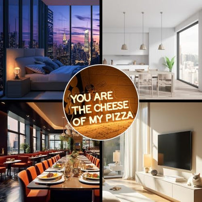 You Are The Cheese of My Pizza Neon Sign for Wall Decor Pizza Neon Light Dimmable Warm White LED Sign Letter Neon Light for Pizza Shop (You Are The Cheese Of My Pizza)