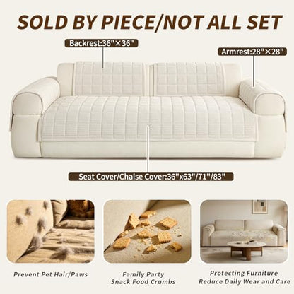 Couch Covers for Sectional Sofa (Beige White / 1PC/35"X94")