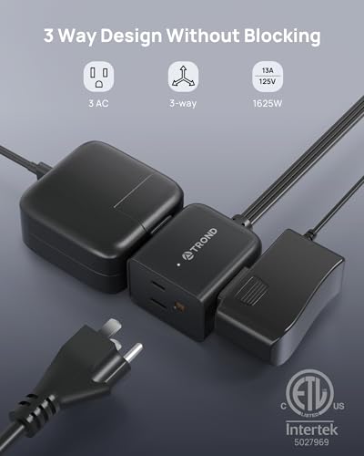 Rightward Flat Plug Extension Cord 5ft for Small Tight Spaces (5 ft / Rightward 3 Prong / Black)