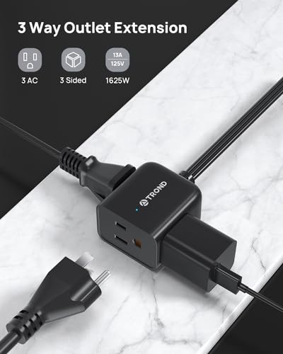 Leftward Flat Plug Extension Cord 10ft for Small Tight Spaces (10 ft / Leftward 3 Prong / Black)