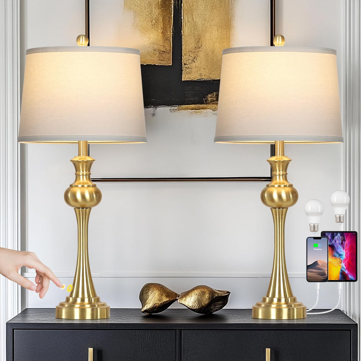 Gold Table Lamps Set of 2 (Gold-set of 2)