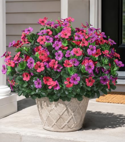 Artificial Flowers Daisy with Eucalyptus Leaves for Outdoor Indoor Garden Home Decoration 12 Bundles