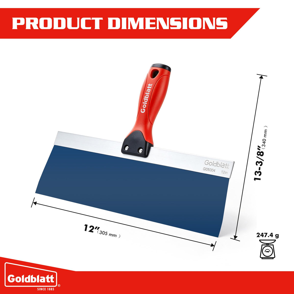 12" Blue Steel Drywall Taping Knife (12")