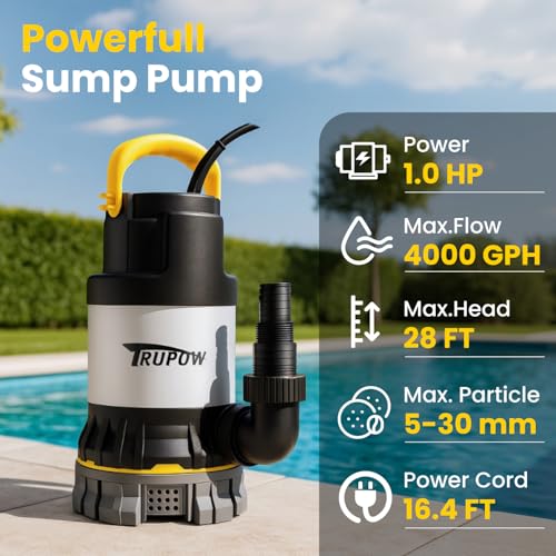 1 HP Sump Pump 4000 GPH Clean