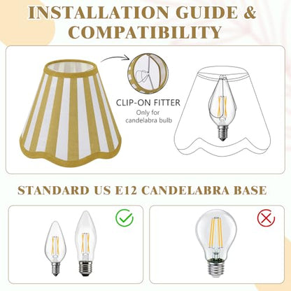Set of 6 Striped Chandelier Lamp Shades
