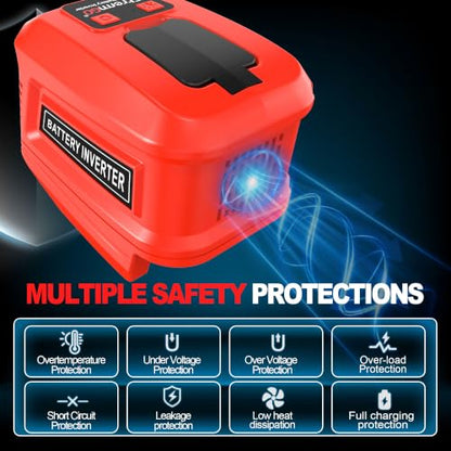 200W Power Inverter Compatible with Milwaukee 18V Batteries