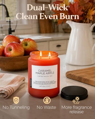 Caramel Maple Apple Scented Candles for Women Fall Baking Gift 110H (Large Jar / Caramel Maple Apple)