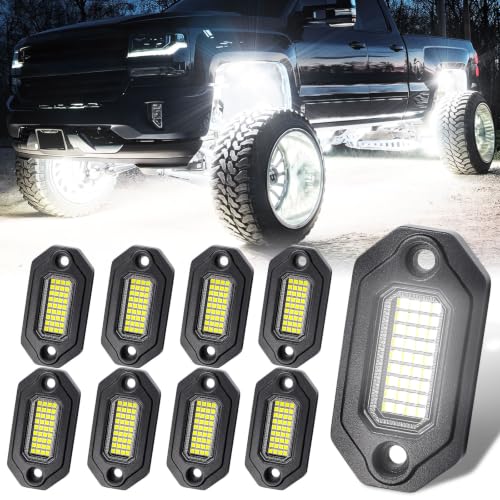 8 Pods Aluminium Pure White LED Rock Lights (8 Pods)