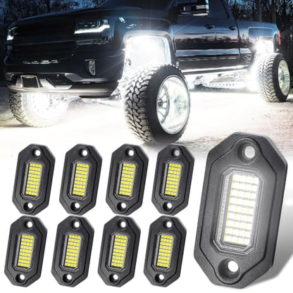 8 Pods Aluminium Pure White LED Rock Lights (8 Pods)