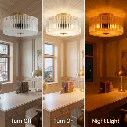 13.8" Gold Flush Mount Ceiling Light
