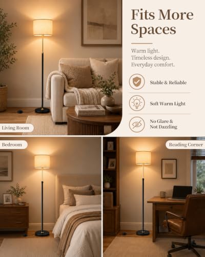 Upgraded】Floor Lamp for Living Room & Bedroom (Black Gold 2700K)