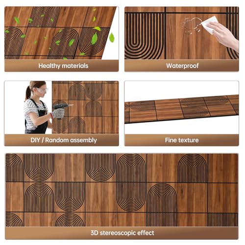 Teak Wood Grain 3D Wall Panels with Adhesive
