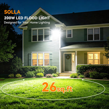 200W 2 Pack LED Flood Lights Outdoor (Black / 200 Watt 2 PACK)