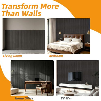6 Pack Peel and Stick PVC Wood Slat Wall Panel