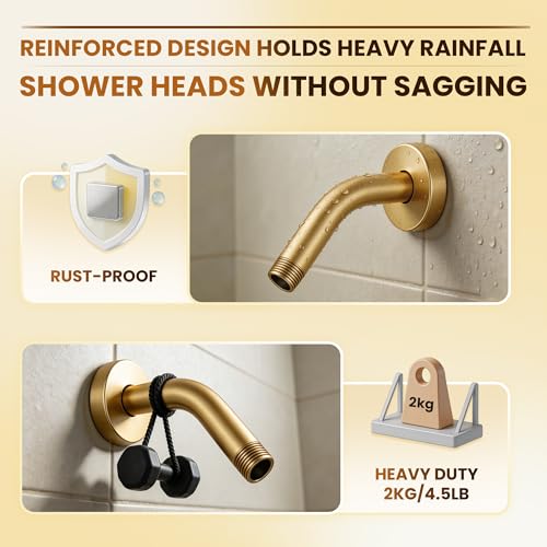 Shower Arm 6" Shower Extension Arm with Flange and Teflon Tape