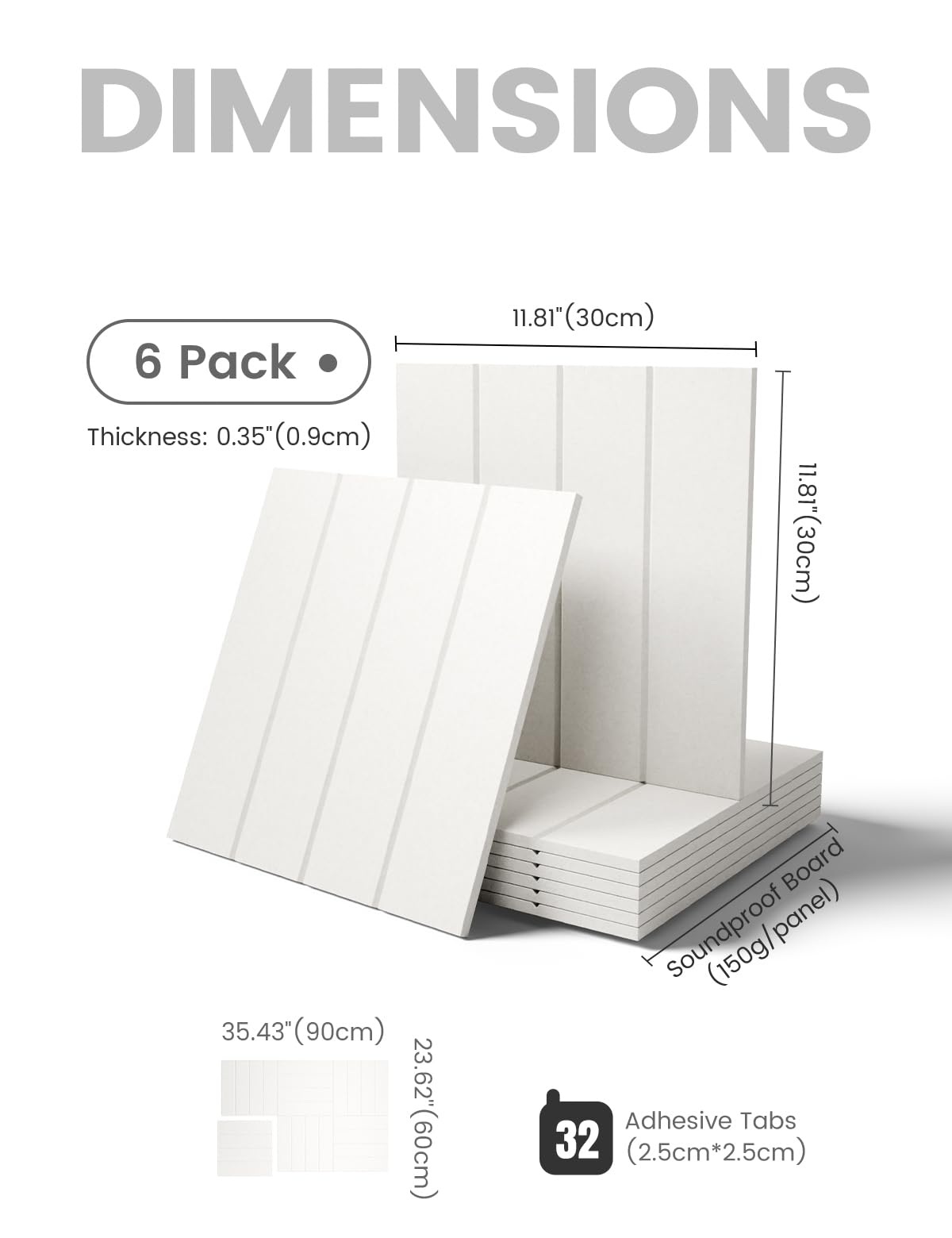 Felt Bulletin Board & Cork Board Alternative 36'' x 24'' (Milky White-1 / Bold-stripe 6-pack)