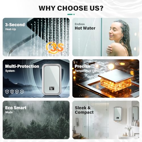 Tankless Water Heater Electric Instant Hot Water Heater Under Sink