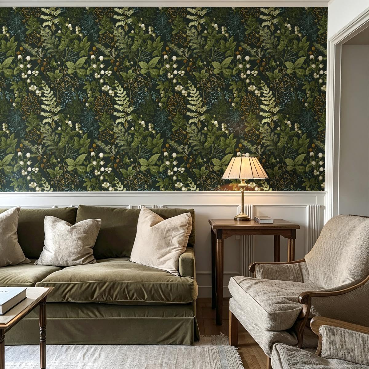Dark Floral Peel and Stick Wallpaper for Bathroom 16.9inx118.1in (Dark / 16.9inch x 118.1inch)