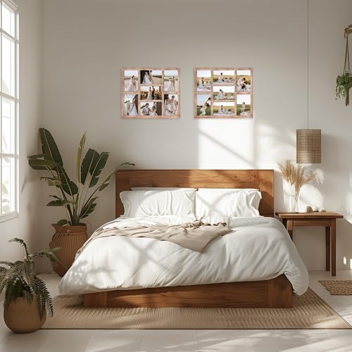 4x6 Picture Frame Collage for Wall Decor with Real Glass (Rustic Brown / 13x15in (2Pack))