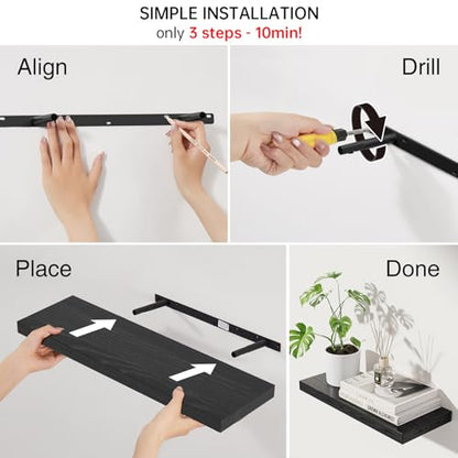 Black Floating Shelves 15.7in