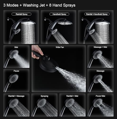 Rain Shower Head with Handheld Showerhead