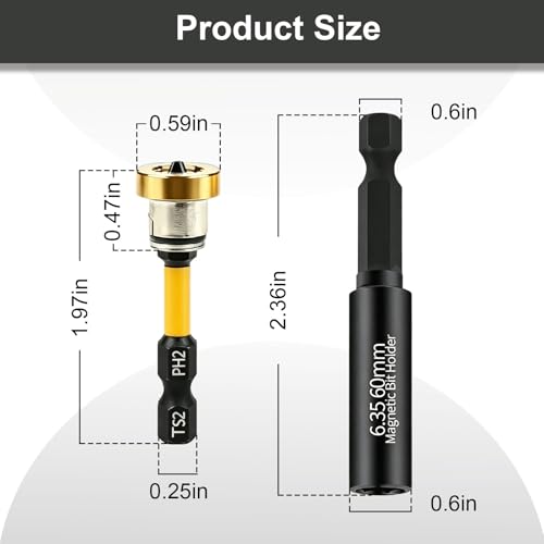 PH2 Magnetic Positioning Screwdriver Bits (Yellow)