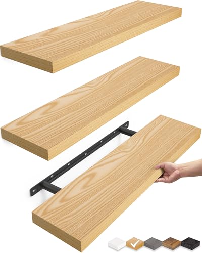 Light Oak Toned Floating Shelves 22.5in (G. Oak-toned - Mid-century Revival Style / 22.5inches)