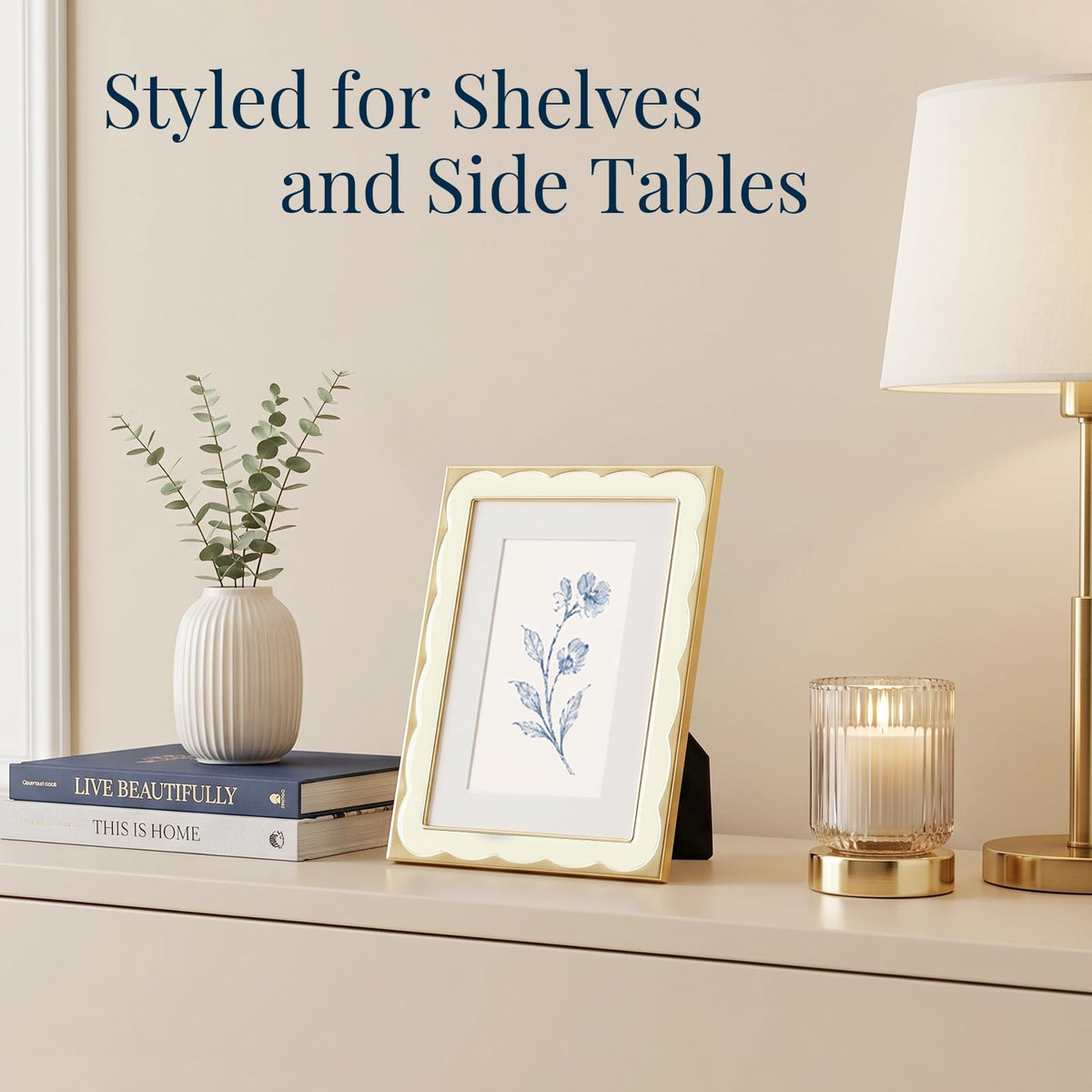 4x6 Scalloped Enamel Picture Frame (Cloud Ivory / 4x6)