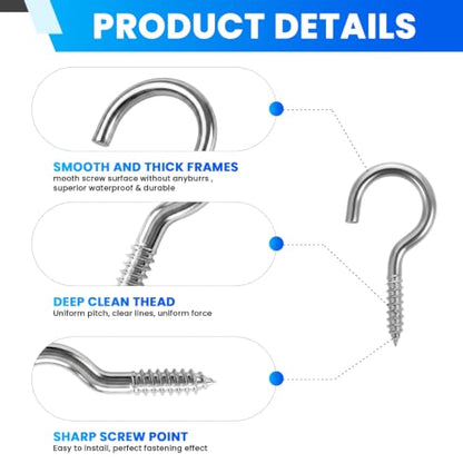 4 Pack 5 Inch Eye Bolts M1 Screw in Hooks